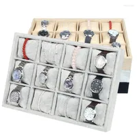 Jewelry Pouches Fashion Grey Velvet Tray Jewelllery Storage Box Watch Holder Necklace Ring Earrings Pendant Uncovered Display Organizer