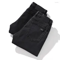 Men's Jeans Men's Spring Summer Brand Slim Fit Straight Stretch Classic Fashion Young Men's Denim Black Dark GreyMen's