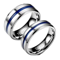 6 8mm Blue titanium steel simple couple ring designer ring link clover luxury nail love tennis charm homme men chains for women rings bohemian wedding engagement gift