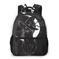 School Bags OLN Teenagers Boy Backpack Black Cat With Pointy Witch Hat Art And Dot Work Casual Laptop Student Bag