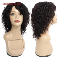 Remy Human Hair Wigs Machine Made Wig Natural Color Ombre Blonde Burgundy Deep Wave Short Style MogulHair