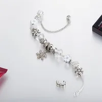 Fashion-Fashion Brand Alloy High Quality Bracelet Fit Pandora DIY Snowflake Drops oil flowers Beads Bracelet For Women Jewelry2841
