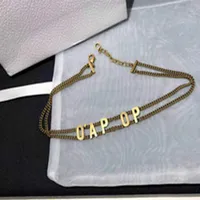 2021 Fashion initial letter choker necklace bijoux cuban link iced out pendant chains for lady womens Party Wedding Lovers gift je230S
