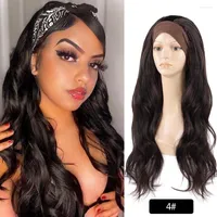 Synthetic Wigs Body Wave Women's Headband Wig For Black Women 28 Inch Natural Hair Long Wavy Cosplay Fake Headwraps Blonde Red