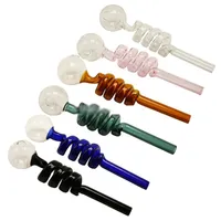 Multi-colors Glass Smoking Pipes Curved Oil Burners About 14cm length 30mm Diameter Good Airflow Smoking Pipe