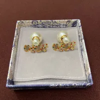 Designer letter jewelry women Multi diamond pearo Earring fashion luxury Formal social gathering gift 100304