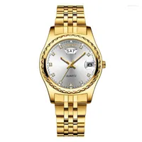 Wristwatches High Quality Casual Women Luxury Quartz Watches Ladies Golden Stainless Steel Watchband Waterproof Watch Gift For WifeWristwatc
