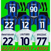 Fans Tops Tees 2023 Lukaku Inter Soccer Jerseys Correa Dzeko Barella Lautaro Skriniar De Vrij Football Shirt Uniforms Men Kids Kit Sets 643