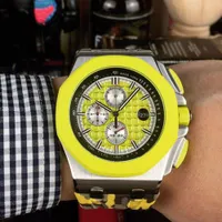 Classic Mens Watch Quartz Watches Fashion Designer WristWatches 45mm Rubber Strap Multifunction WristWatch for Men Life Waterproof Montre De Luxe