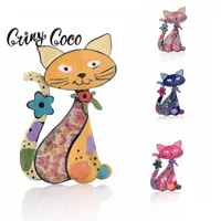Brooches Cring CoCo Small Cat Pins For Children Girls Gifts Fashion Women's Cute Enamel Alloy Metal Brooch Pin Jewelry
