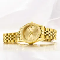 Wristwatches MISSFOX Women Gold Watch Luxury Diamond Elegant Ladies Small Dial Watches Fashion Bracelet Stainless Steel Wristwatch Wholesale