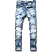 20SS Men's brand Designers Jeans Distressed Ripped BikerS Slim Fit Motorcycle Biker Denim Mens Leisure fashion high quality D3003
