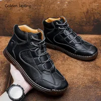Boots Golden Sapling Retro Men's Classics Leisure Shoes Lightweight Platform Men Motorcycle Boot Breathable Leather Fashion Shoe