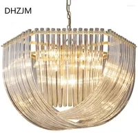 Pendant Lamps DHZJM Europe Fashion Light Transparent Crystal Lamp LED Yellow Lights For Dining Room Bed