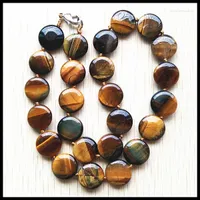 Choker 1PC Natural Tiger Eye Stone Round Shape Beads Pendants & Necklace Jewelry Gem Strings 48cm Length Rose Quartz Carnelian