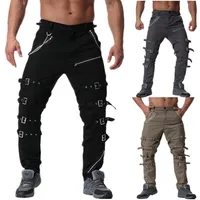 2019 Devil Fashion Punk Men's Detachable Pants Steampunk Gothic Black Scotland Kilt Trousers Man Casual Cotton Pants with Kil268d