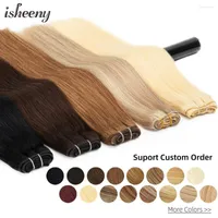 Human Hair Bulks Isheeny 12" -24" Weaves Brazilian Remy Bundles Sew In Weft Extensions Straight Blonde 100g Natural