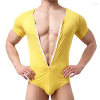 Men's Body Shapers Men's Men Slim Fitness Undershirts Jockstrap Bodysuit Bodybuilding Jumpsuit Romper Corset Modal Slimming Underwear