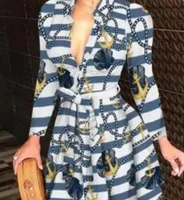 2023 Mujeres vestidos casuales de verano Vestido de camisa de estampado sexy de moda de manga larga