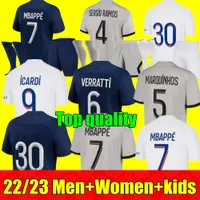 Fans Tops Tees Top New Mbappe Soccer Jersey Sergio Ramos Maillots De Football 2023verratti Adult Men Kids Kit Women Icardi Shirt Uniforms