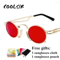 Sunglasses COOLSIR Men Metal Oval Frame Steampunk Gothic Vampire Unisex Retro UV400 Sun Glasses Cosplay Styling