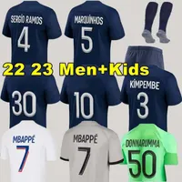 Fans Tops Tees Hakimi Maillot De Foot 21 Soccer Jersey 2023 Mbappe Shirt Men Kids Hommes Enfants Verratti Marquinhos Kimpembe Fourth Star