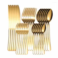 Dinnerware Sets Gold Cutlers Conjunto de aço inoxidável Golden 30pcs