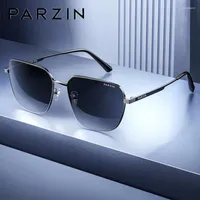 Sunglasses PARZIN Polarized Men Metal Big Frame Sun Glasses Nylon Lenses Driving 8267
