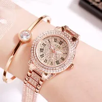 Wristwatches GEDI Diamonds Watch For Women Ladies Gold Fashion Analog Quartz Movt Unique Female Iced Out
