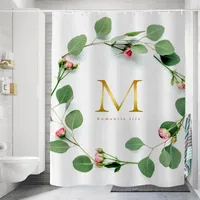 Duş Perdeleri Yeşil Yapraklar Nordic Küçük Taze Mektup Yatak Odası Banyo Banyo için Su Geçirmez Polyester Perde Banyo Cortina
