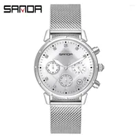 Wristwatches Sanda Fashion Women Watches Life Waterproof Quartz Ladies Top Female Stainless Steel Gold WristWatch Clock