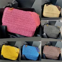 Niki Medium Chain Bag w słomy i skórzanej luksusowej projektant Niki Baby Flap Crossbody High Fashion Shopping Tote Portfel Otwarta tylna kieszeń wydzie#