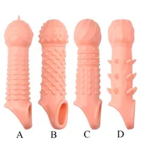 Massager di sesso giocattolo 17 cm Realistic Penis Sleeve Reusibile ingrandimento Male Extender Extender Cock Rings Toys for Uomini trasparenti 86k5