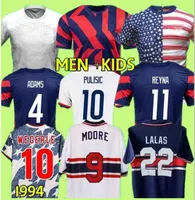 Tees Pulisic Reyna Soccer Jersey Usas Mckennie 2021 2022 Adams Acosta Lloyd Morris National Team Football Shirt Camisetas 1994 Retro Men