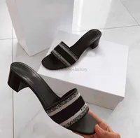 Sandals Dways Slide Beach Flop Flip Lady Fash Elegant Design Women Slippers Heeled Embroidered Block Heels Summer 2022 Paris Dies
