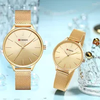 Wristwatches CURREN Women Fashion Ladies Quartz Watch Bracelet Set Dial Simple Gold Luxury Wristwatch