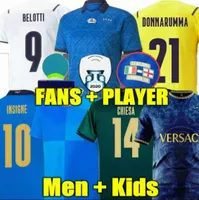 Chiellini Fans Player 2021 2022 Bonucci Soccer Jersey Italia Jorginho Insigne Verratti Men Kids Football Shirts Chiesa Barella Spinazzola Finals Donna M3P1#