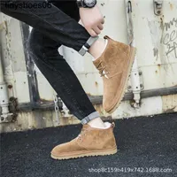 Snow Boots Lace up Men's Frosted Fur One Martin Boots Winter Cashmere Cotton Shoes