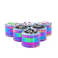 Wholesale Colorful DIamond 63mm 4layer ZIcn alloy Rainbow metal tobacco grinder Dazzle herb grinders for smoking dry herb