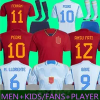 2022 Espagne Soccer Jersey Player Fans Version Pedri Ansu Fati Gavi Ferran Torres Morata Football Shirt Koke Azpilicueta Qatar Uniforms and Kids Kits Set