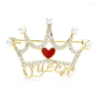 Brooches Wuli&baby Queen Crown For Women Lady Cubic Zirconia Heart Causal Office Brooch Pin Gifts