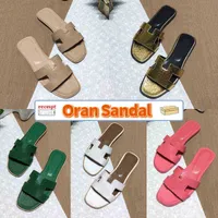 with Box Oran Sandal Mens Slippers Summer Men Women Beach Slides Lychee Skin Patent Leather Watermelon Royal Turquoise Lime Designer Shoes