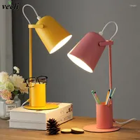 Table Lamps Creative Nordic Iron Art Lamp LED Fashion Reading Dimming Desk With Pen Holder Eye-Protect US EU Plug