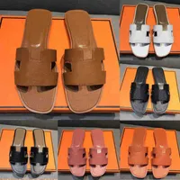 Designer Women h Sandals Fashion Leather Slippers Summer Flat Oran Slides Ladies Beach Sandal Party Wedding Slipper with Box