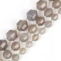 Beads Natural Stones Faceted Gray Agate Loose Spacer Round For Jewelry Making DIY Handmade Bracelet Accessories 15inch 6 8 10mm