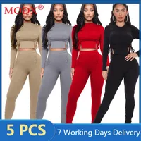 Women's Two Piece Pants Draw String Sportsuits Women Fall Fashion Set Outfits Long Sleeve Solid Color Bulk Items Wholesale Lots M7427