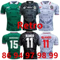 1998 Retro Edition Mexico Soccer Jersey Long Sleeve Vintage 1995 1986 1994 Retro Shirt Blanco Hernandez Classic Football Assions