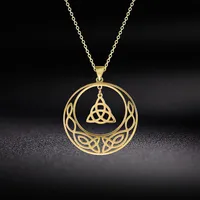 Unift Vintage Viking Celtics Knot Heart Stainless Steel Chain Pendant Necklaces For Men Women Ancient Amulet Wicca Jewelry233S
