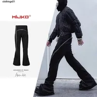 Mijko herrkl￤der kvinnors h￶st- och vinter jeans nya produkter ro stil spiral sp￥r vridna stora dragkedja banan byxor svart