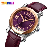 Wristwatches SKMEI Luxury Quartz Watch Women Genuine Leather Strap Female Wristwatch Fashion Waterproof Clock For Ladies Montre Femme
